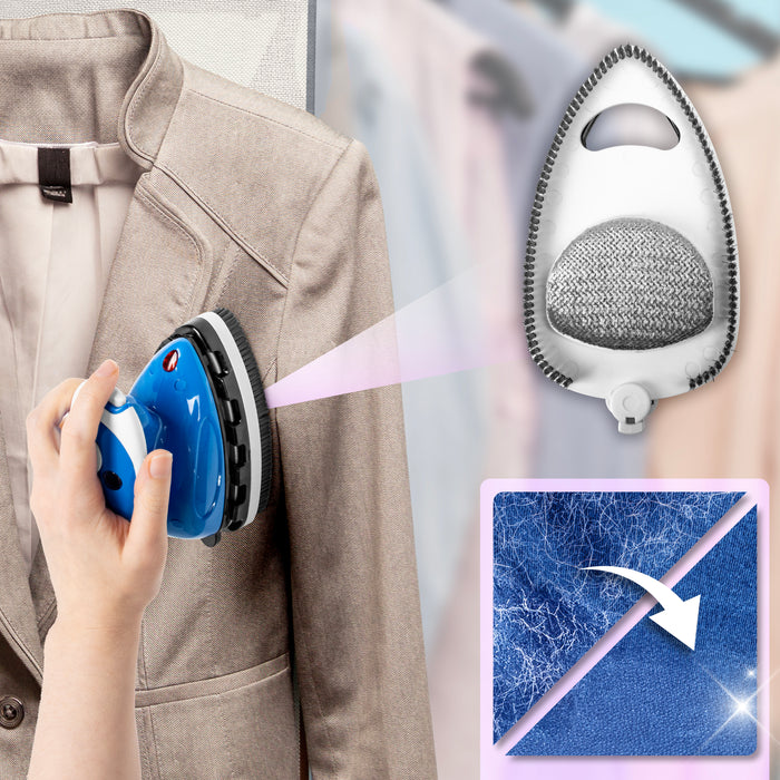 Zoomgoods Travel Iron Si2 BE Mini Compact Steamer Quilting Iron 375W 50ml Capacity With Brush and Variable Heat Settings, Patchwork, Applique, Craft For Holiday Blue