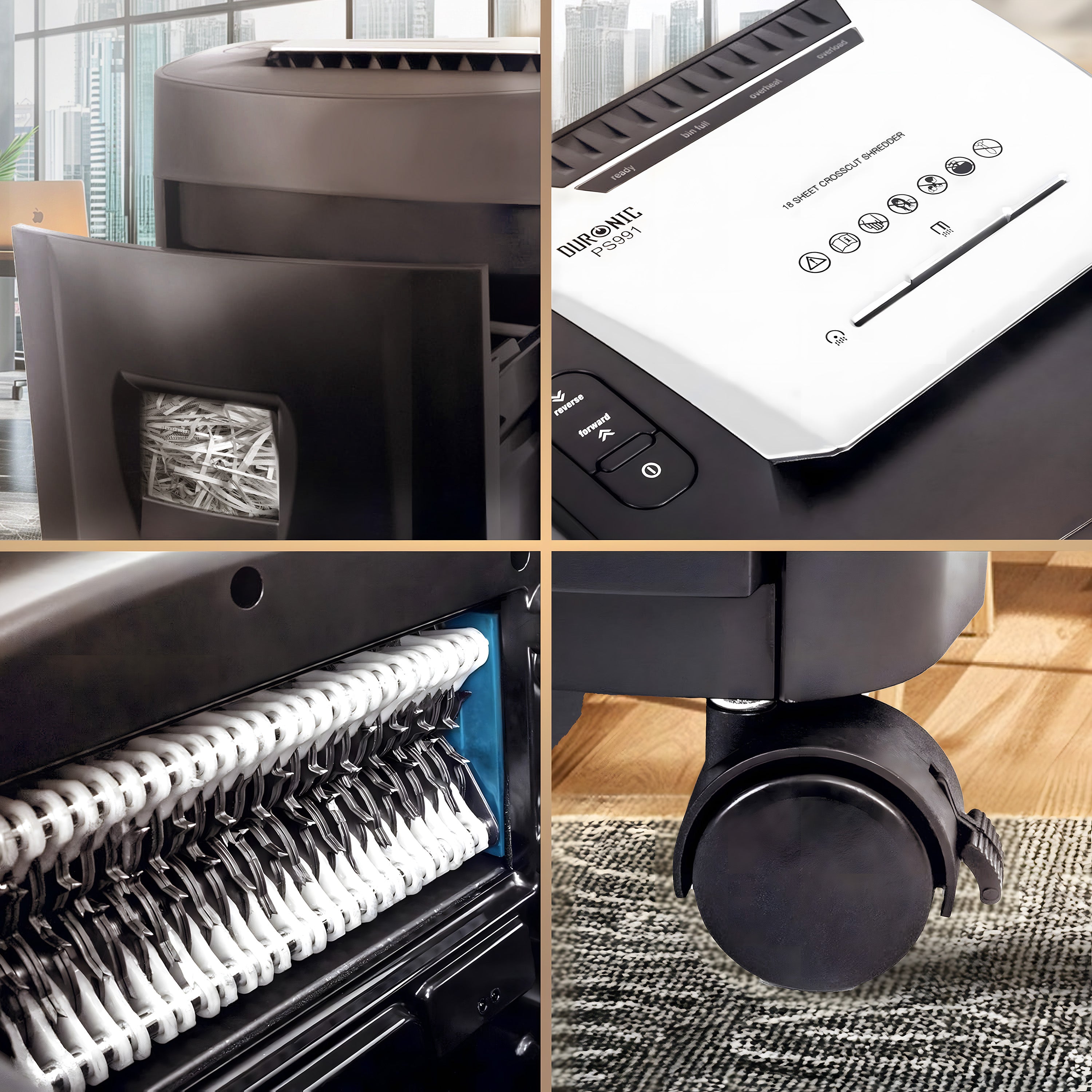 Zoomgoods 18 Sheet XXL Cross Cut Paper Shredder PS991 Extra Large Electric Paper Shredders for Home Office Heavy Duty Shredder with 31L Pull Out Bin Shred CD Card Mail Staple & Clips