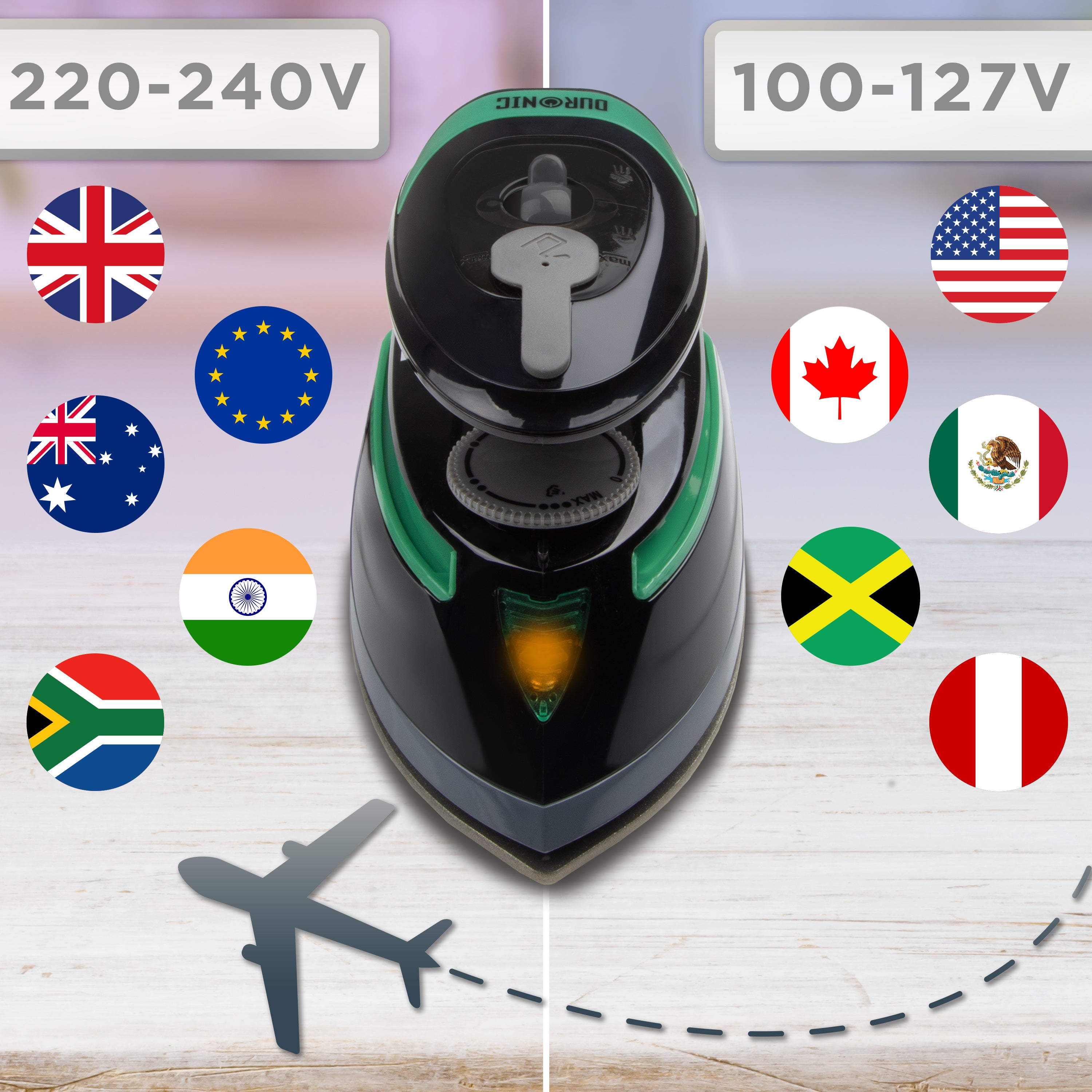 Zoomgoods Travel Iron SI4 BG Portable Steam Irons with Dual Voltage Lightweight Electric Mini Iron with Ceramic Plate 420W Compact Iron for Travelling Sewing & Holidays