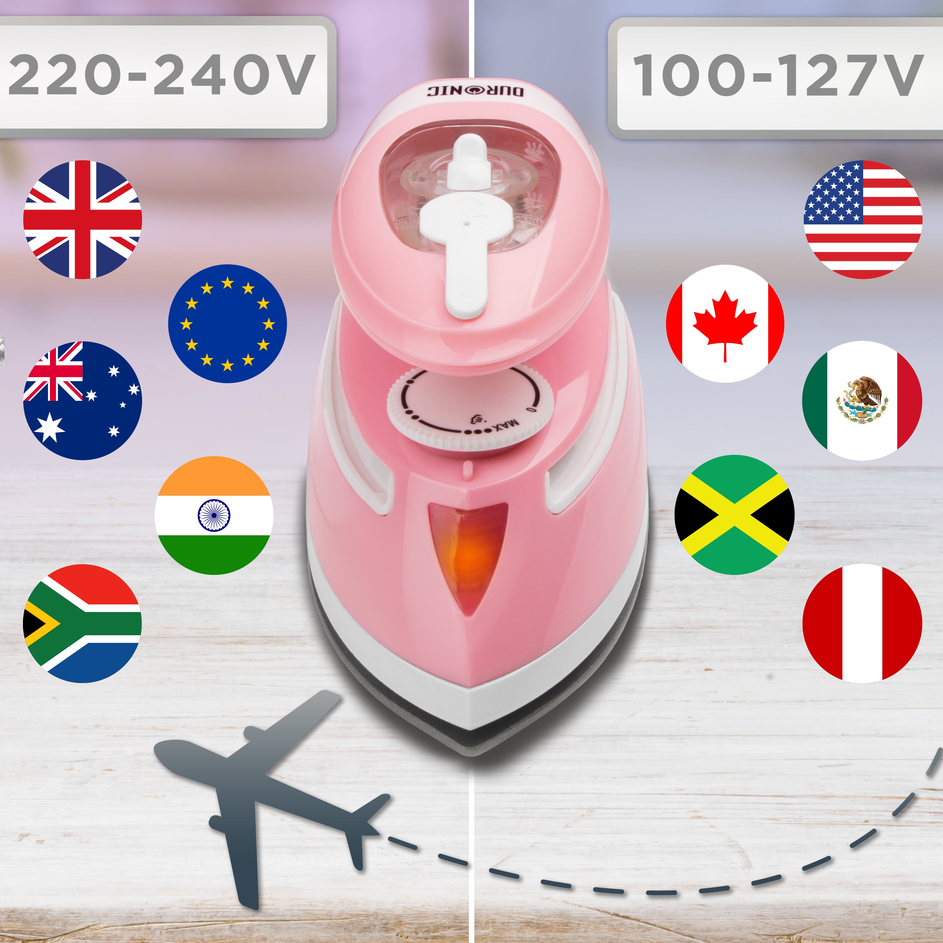 Zoomgoods Travel Iron SI4 PW Portable Steam Irons with Dual Voltage Lightweight Electric Mini Iron with Ceramic Plate 420W Compact Iron for Travelling Sewing & Holidays