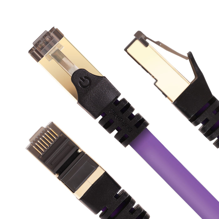 Zoomgoods Ethernet Cable 0.5M High Speed CAT 8 Patch Network Shielded Lead 2GHz / 2000MHz / 40 Gigabit, CAT8 SFTP Wire, Snagless RJ45 Super-Fast Data - Purple