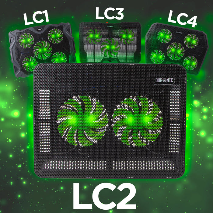 Zoomgoods Laptop Cooling Pad LC2, Ergonomic Cooler Stand for 11"-17" Laptops with Dual 1200 RPM Fans, Adjustable Height, LED Lights, Lightweight, Perfect for Work, Study, and Gaming