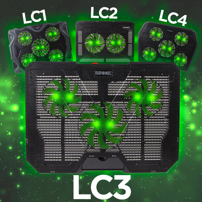 Zoomgoods Laptop Cooling Pad LC3, Ergonomic Cooler Stand for 14"-17.3" Laptops, Adjustable 1400 RPM Fan Speed, 6 Height Levels, LED Lights, Lightweight and Sleek Design for Work, Study, and Gaming