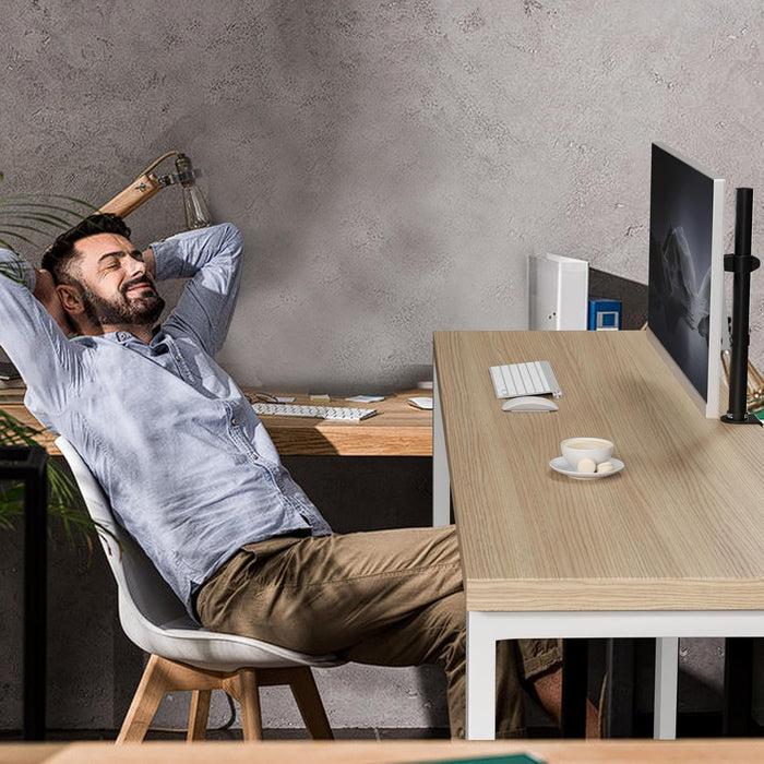 Zoomgoods Single Monitor Arm DM151X1 Height Adjustable Monitor Stand Riser Clamp for 13”-32” PC screens Monitor Desk Mounts with VESA 75/100 Monitor Mount with 8kg capacity Monitor Stand for Desk Gaming