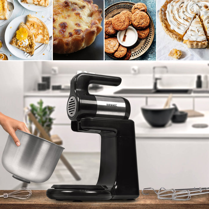 Zoomgoods Stand & Hand Mixer SM3, Mixer for Baking, 300W Hand Held Mixer Stand with 5 Accessories, Free Standing Food Mixer for Bread, Cakes & Doughs
