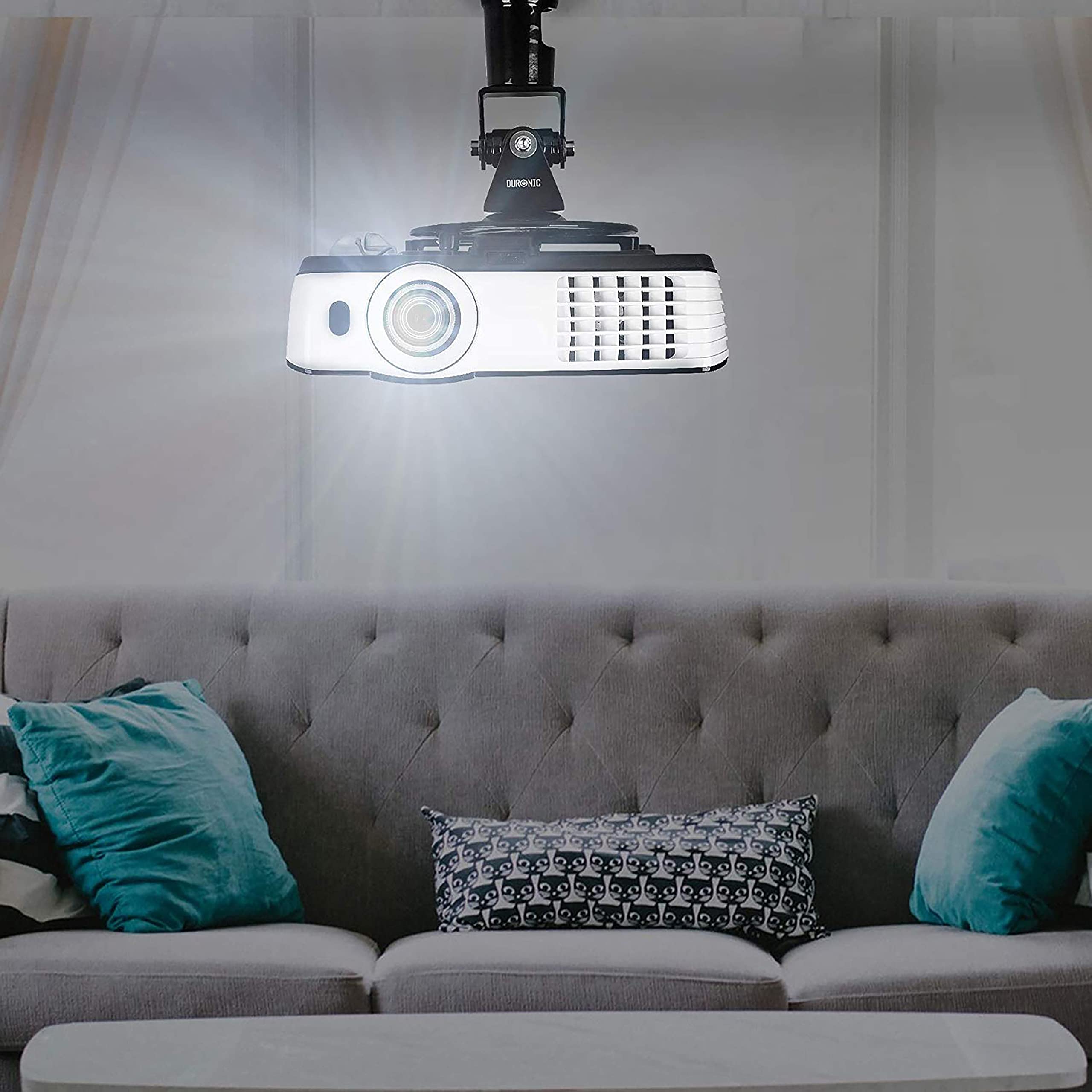 Zoomgoods Projector Mount PB03XB | Bracket Fixing for Ceiling | 13.6kg Capacity | Universal | Heavy Duty | Fittings Included | Rotate 306 °, Swivel 40 °, Tilt 60° for Easy Projection Set-Up