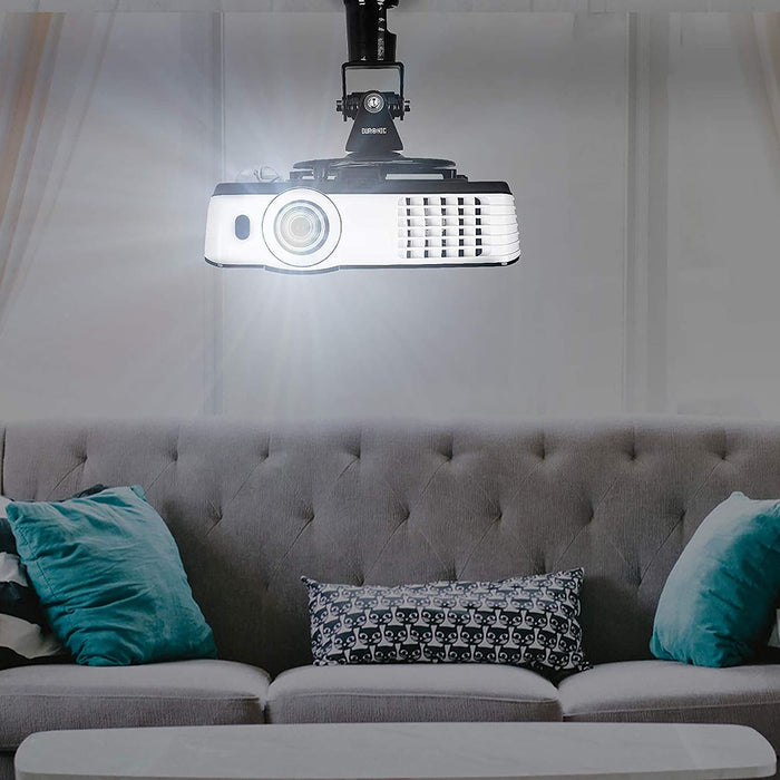 Zoomgoods Projector Mount PB03XB | Bracket Fixing for Ceiling | 13.6kg Capacity | Universal | Heavy Duty | Fittings Included | Rotate 306 °, Swivel 40 °, Tilt 60° for Easy Projection Set-Up