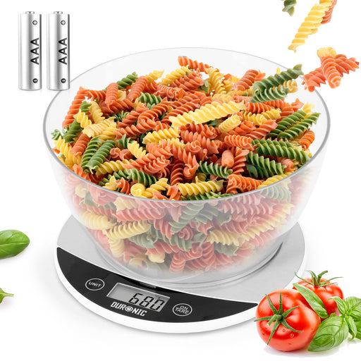 Zoomgoods Digital Kitchen Scale KS3000 Kitchen Scales with Bowl, Weighing Scale, Baking Scale for Cooking Baking Pet Food Postal, Food Scale Weight Scale, Electronic Scale with Backlit LCD Display