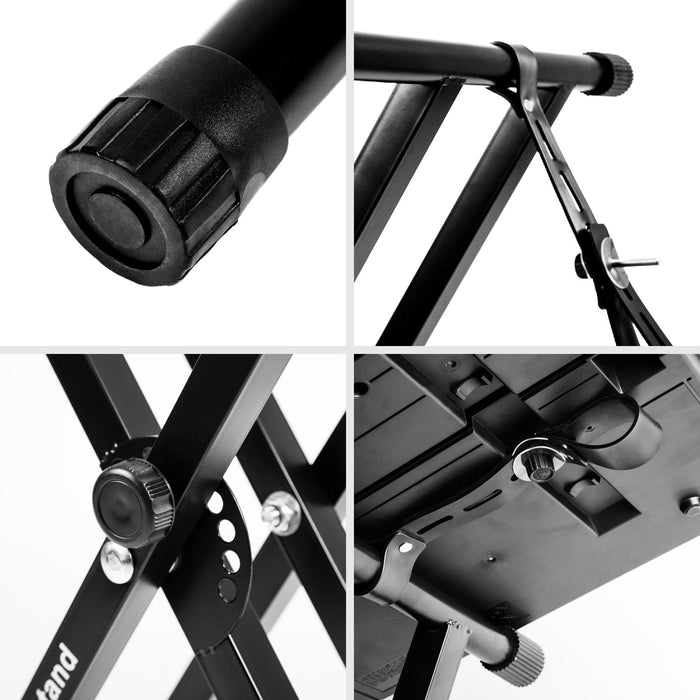 Zoomgoods Keyboard Stand KS2B, Twin Height Adjustable X Frame Piano Stands for Digital Piano & Electric keyboards, Folding Music Stand for Piano, DJ Controller