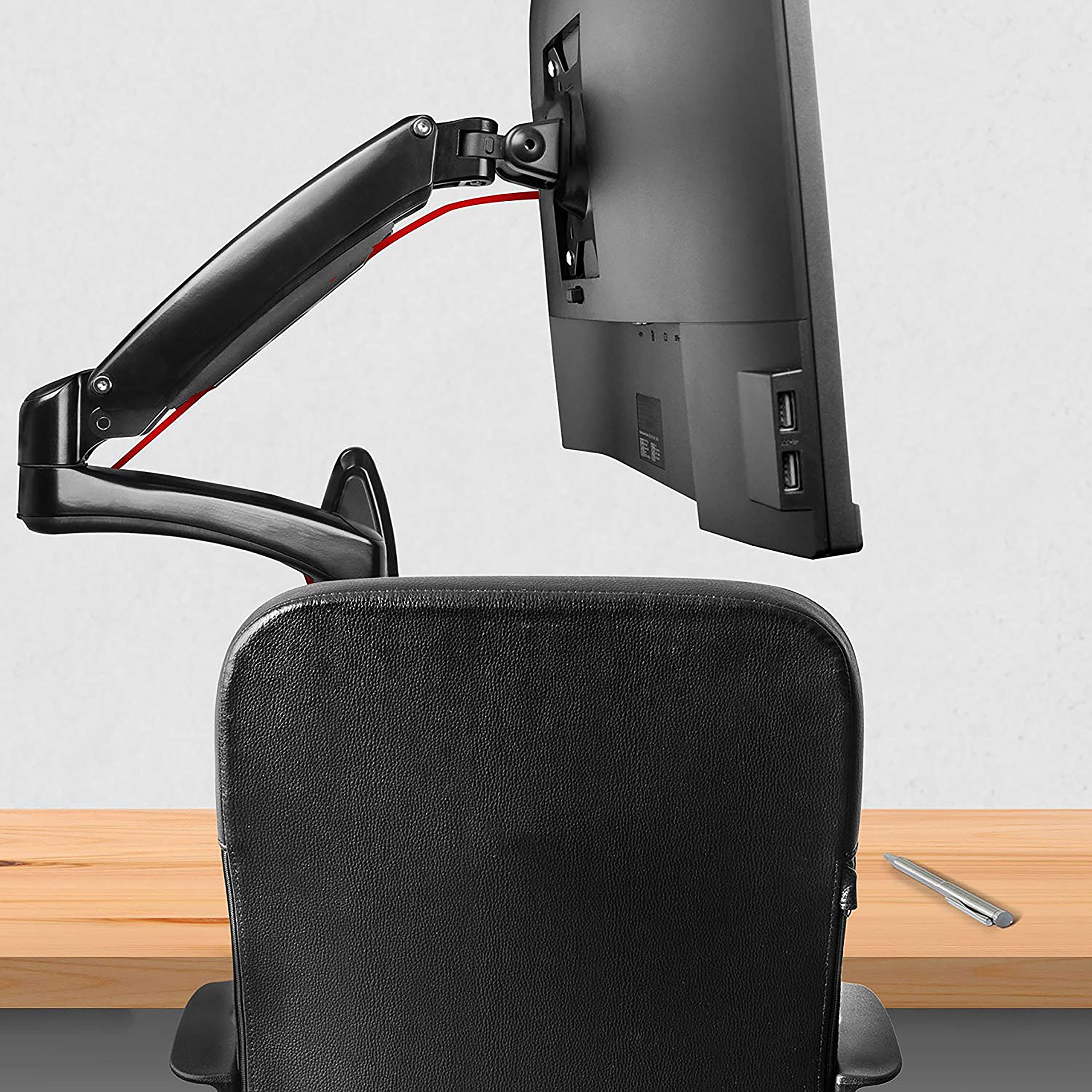 Zoomgoods Monitor Arm Wall Mount DM55W1X2 | Bracket for Single PC Computer Screen | Aluminium | For One 15”-27” LED LCD TV Television | VESA 75/100 Fixing | Tilt +85°/-90°, Swivel 180°, Rotate 360°