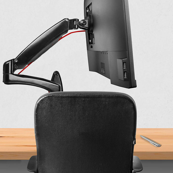 Zoomgoods Monitor Arm Wall Mount DM55W1X2 | Bracket for Single PC Computer Screen | Aluminium | For One 15”-27” LED LCD TV Television | VESA 75/100 Fixing | Tilt +85°/-90°, Swivel 180°, Rotate 360°