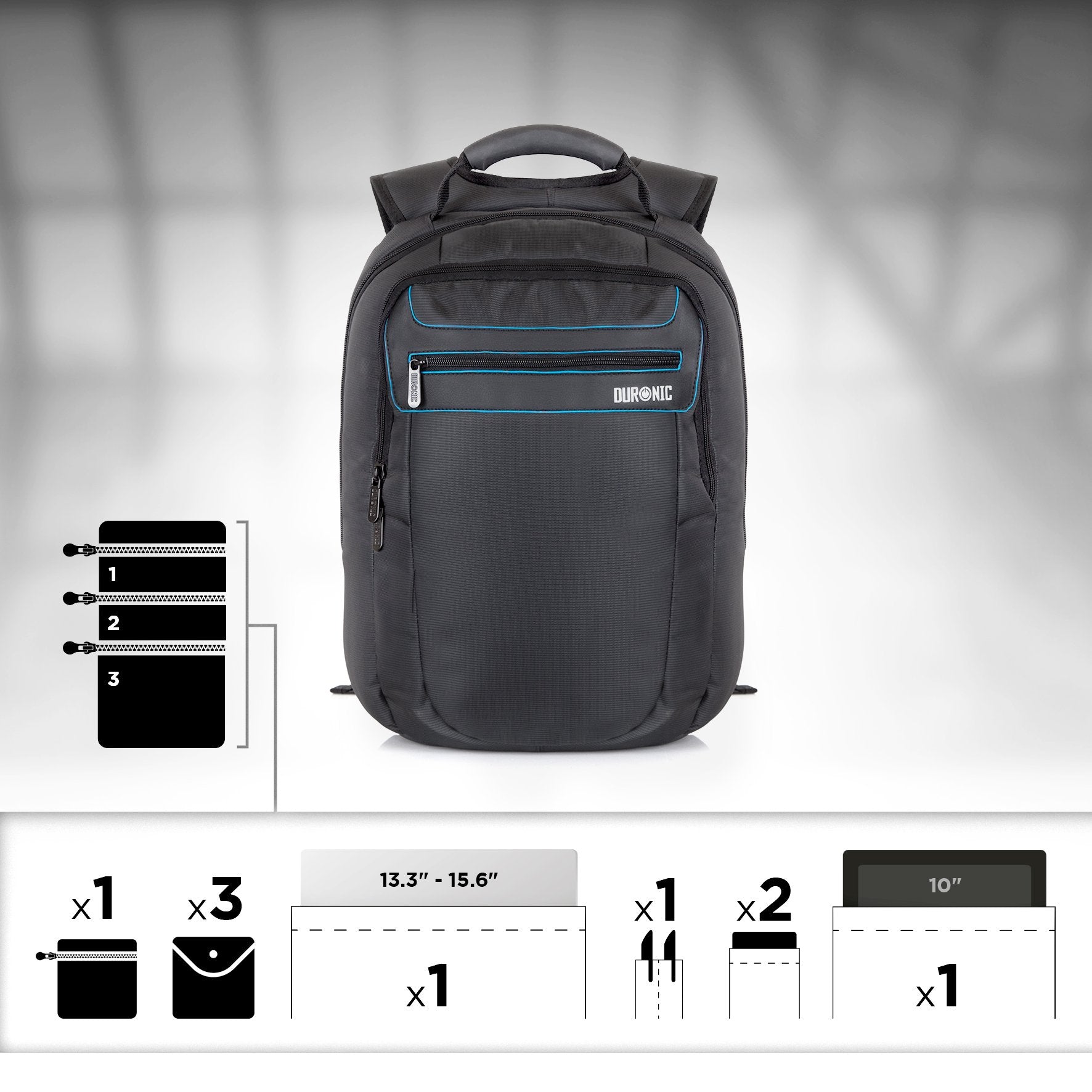 Zoomgoods Travel Laptop Backpack, Lightweight Laptop Bag Work Bag, 15.6” School Rucksack, Backpack for Computer, business, school, Children, Ladies, Gym, Water Resistant, Gift for Women for men LB15