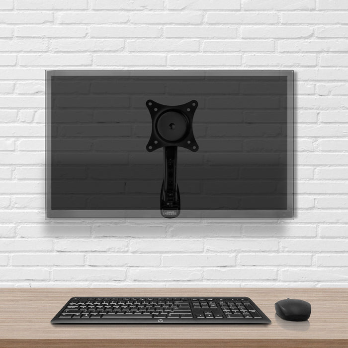 Zoomgoods Monitor Arm Wall Mount DM65W1X1 | Bracket for Single PC Computer Screen | Aluminium | For One 15”-27” LED LCD TV Television | VESA 75/100 Fixing | Tilt +85°/-90°, Swivel 180°, Rotate 360°