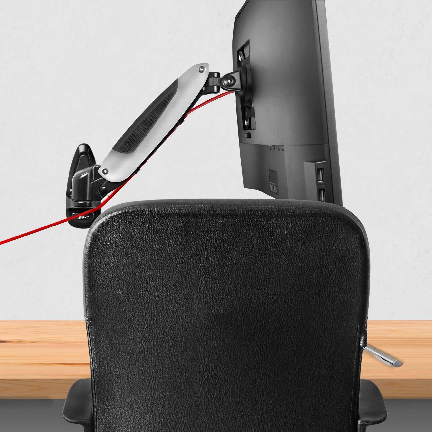 Zoomgoods Monitor Arm Wall Mount DM65W1X1 | Bracket for Single PC Computer Screen | Aluminium | For One 15”-27” LED LCD TV Television | VESA 75/100 Fixing | Tilt +85°/-90°, Swivel 180°, Rotate 360°