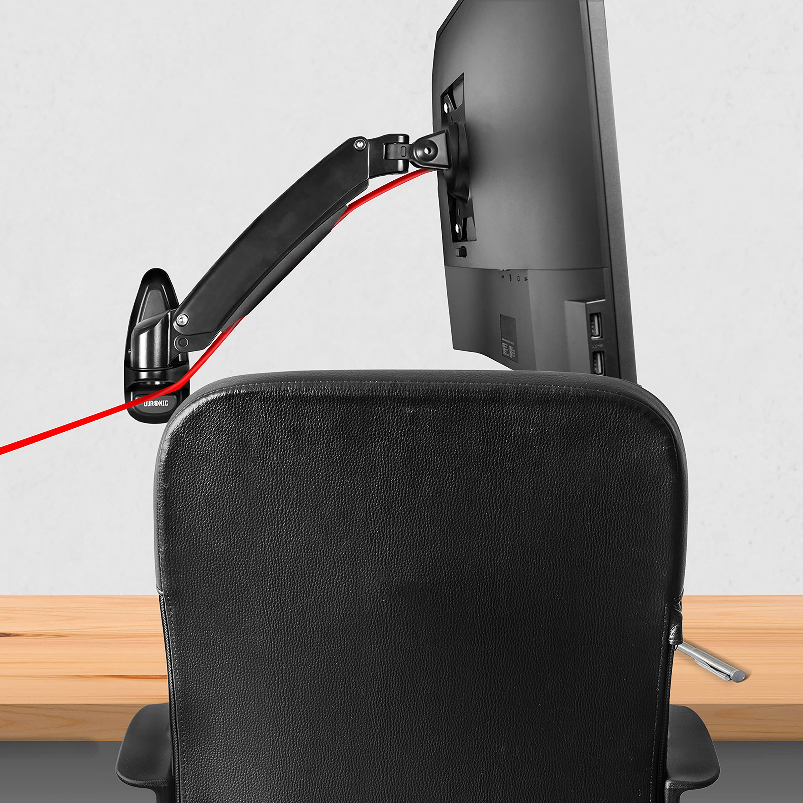 Zoomgoods Monitor Arm Wall Mount DM55W1X1 | Bracket for Single PC Computer Screen | Aluminium | For One 15”-27” LED LCD TV Television | VESA 75/100 Fixing | Tilt +85°/-90°, Swivel 180°, Rotate 360°