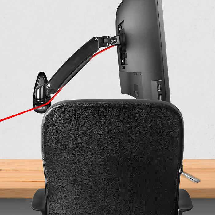 Zoomgoods Monitor Arm Wall Mount DM55W1X1 | Bracket for Single PC Computer Screen | Aluminium | For One 15”-27” LED LCD TV Television | VESA 75/100 Fixing | Tilt +85°/-90°, Swivel 180°, Rotate 360°