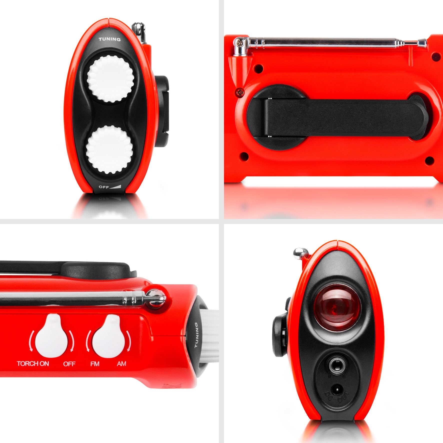 Zoomgoods AM/FM Radio ECOHAND, Solar Powered Radio with LED Torch, Wind-Up Charging, Headphone Jack and Integrated Flashlight for Camping, Hiking and Emergency Use