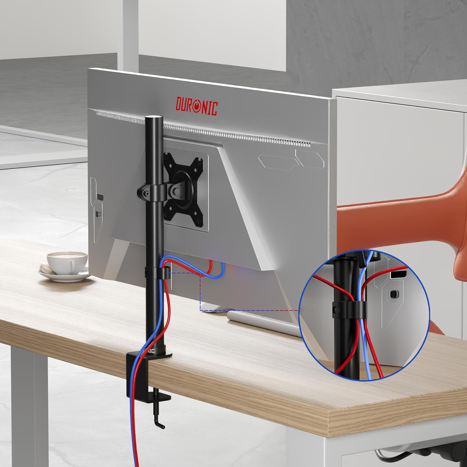 Zoomgoods Single Monitor Arm DM151X1 Height Adjustable Monitor Stand Riser Clamp for 13”-32” PC screens Monitor Desk Mounts with VESA 75/100 Monitor Mount with 8kg capacity Monitor Stand for Desk Gaming