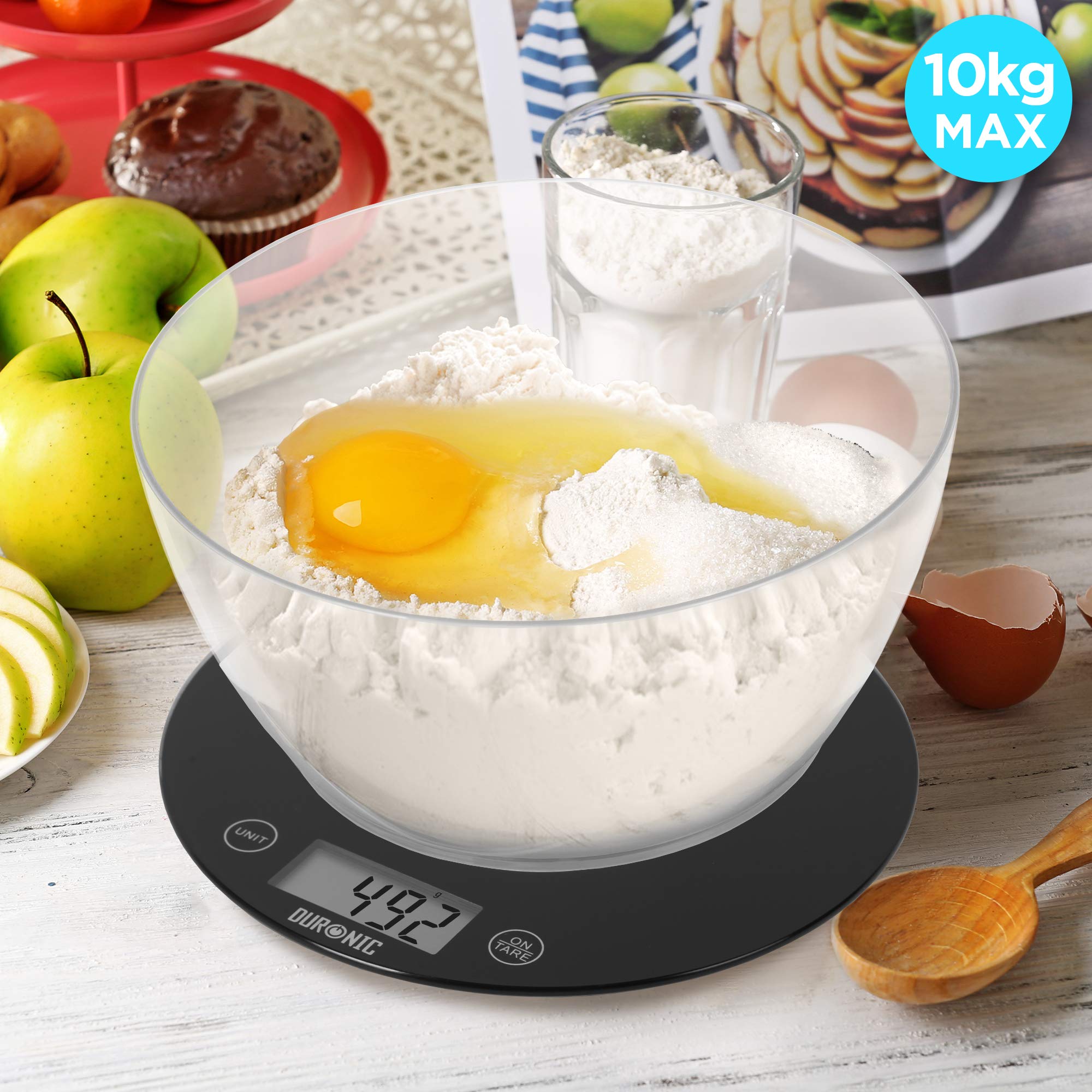 Zoomgoods Digital Kitchen Scale KS7000 Kitchen Scales with Bowl, Weighing Scale, Baking Scale for Cooking Baking Pet Food Postal, Food Scale Weight Scale, Electronic Scale with Backlit LCD Display