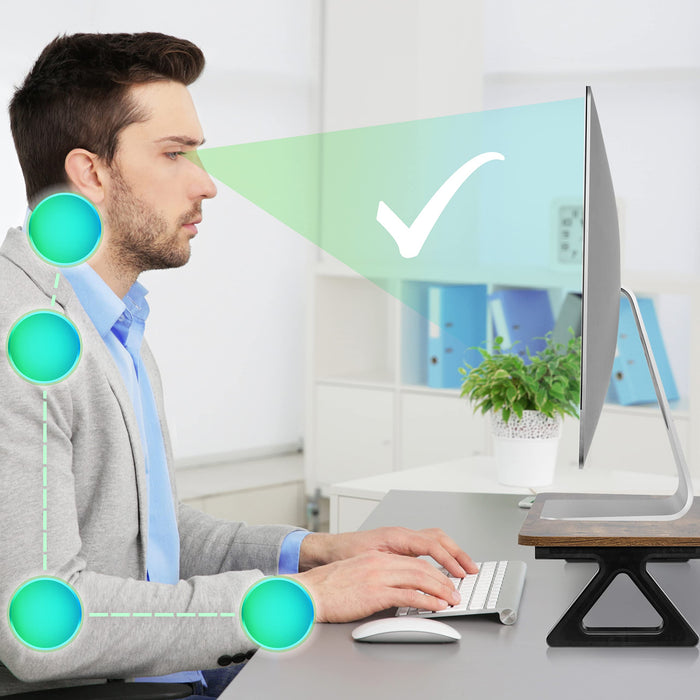 Zoomgoods Monitor Stand Riser DM06-2 AO, Laptop / Screen Stand for Desktop, Support Shelf for a PC Computer Monitor, 10kg Capacity, 63cm x 30cm - Antique Oak Wood Effect