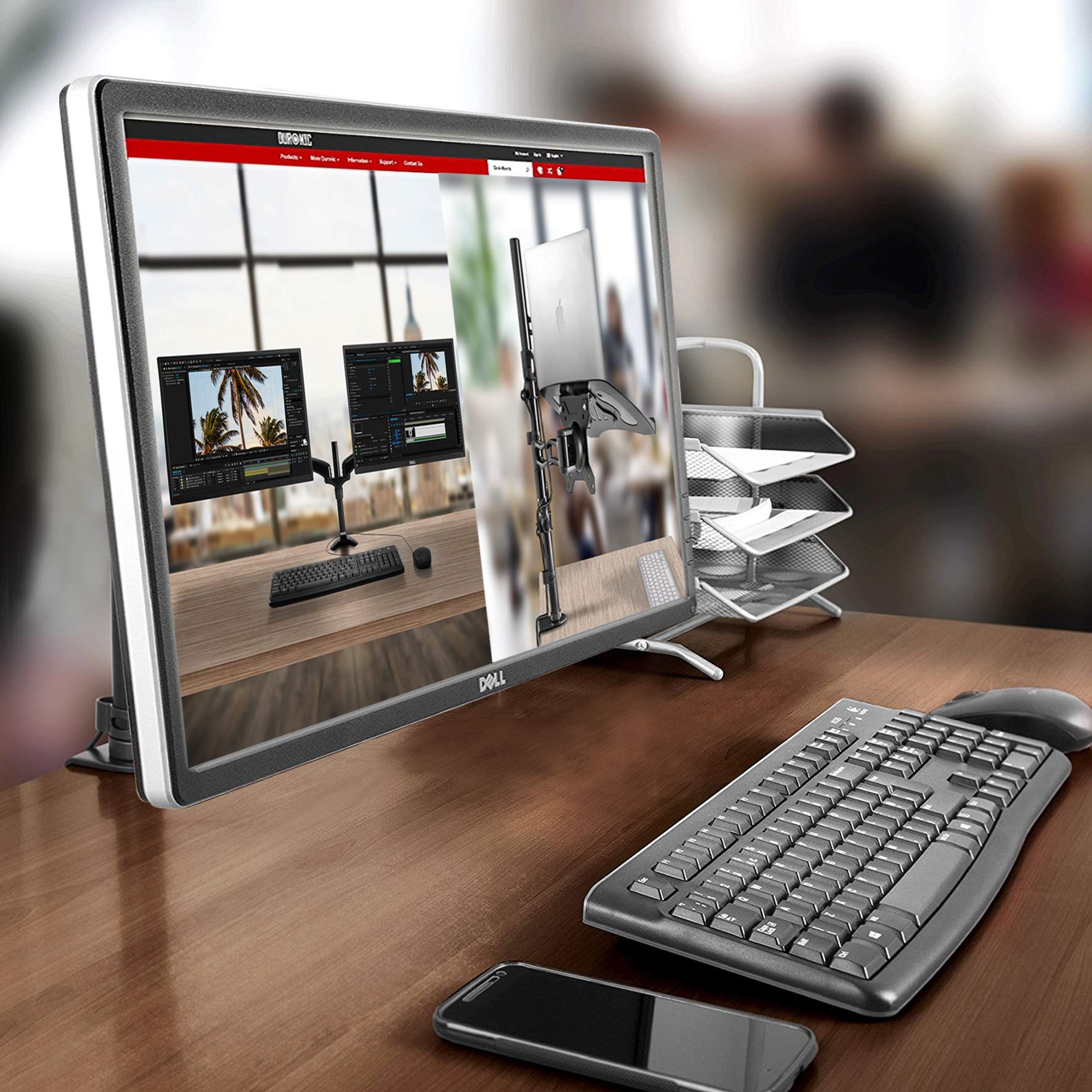 Zoomgoods Monitor Arm Stand DM451X1 | Single PC Desk Mount | Aluminium | Height Adjustable | For One 15-27 LED LCD Screen | VESA 75/100 | 13kg Per Screen | Tilt -20°/-20°, Rotate 360°…