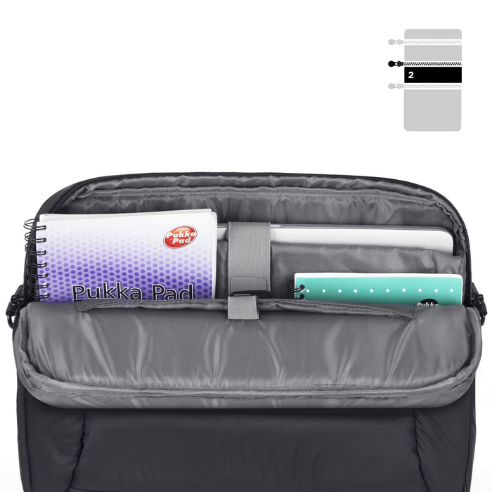 Zoomgoods LB12 Messenger Bag Water Resistant Nylon Crossbody Shoulder Bags for Men & Women, 15.6” Laptop Sleeve, Business Travel Hand Cabin Bag, Work, School, Gym, Over the Shoulder Side Bags, Black