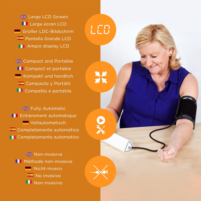 Zoomgoods Blood Pressure Monitor BPM450 Upper Arm | Automatic | BP Machine for Professional and Home Use | Large Digital LCD Display | Desktop | 60 Record Memory | Medium-Large 22cm-42cm Cuff