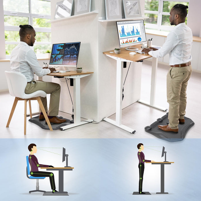 Zoomgoods Anti-Fatigue Mat FT02, Large Office Sit Stand Desk Floor Mat, Ergonomic Support for Feet, Hips, Legs & Back, Massage and Acupressure Points, 59cm x 52cm - Black