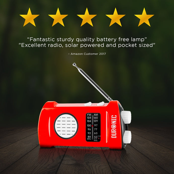 Zoomgoods AM/FM Radio ECOHAND, Solar Powered Radio with LED Torch, Wind-Up Charging, Headphone Jack and Integrated Flashlight for Camping, Hiking and Emergency Use