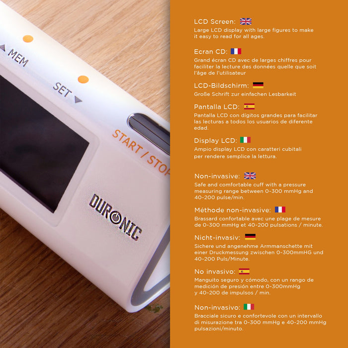 Zoomgoods Blood Pressure Monitor BPM450 Upper Arm | Automatic | BP Machine for Professional and Home Use | Large Digital LCD Display | Desktop | 60 Record Memory | Medium-Large 22cm-42cm Cuff