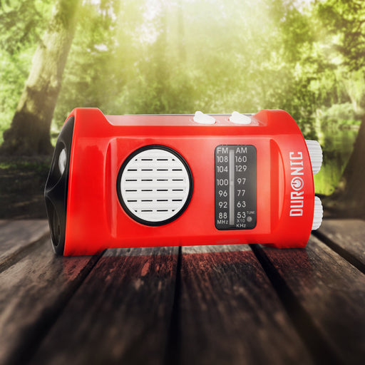 Zoomgoods AM/FM Radio ECOHAND, Solar Powered Radio with LED Torch, Wind-Up Charging, Headphone Jack and Integrated Flashlight for Camping, Hiking and Emergency Use