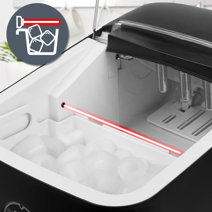 Zoomgoods Ice Maker ICM12, Fast Clear Ice Maker Machine with 6-Min Cycle, Portable Automatic Ice Cube Maker with Ice Scoop & Basket for Home, Office, Bar, BBQ Party, RV 12KG in 24H Self-Cleaning - Black