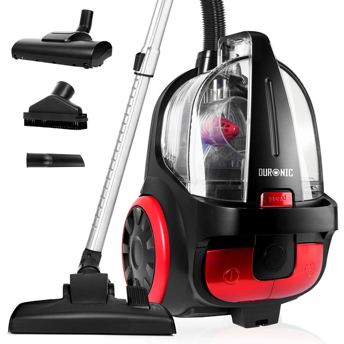Zoomgoods Bagless Cylinder Vacuum Cleaner VC5010, Cyclonic Carpet and Hard Floor Cleaner, 500W, Lightweight and Low Noise, HEPA Filter, Extendable Hose, Comes with 4 Attachments [Energy Class A+]