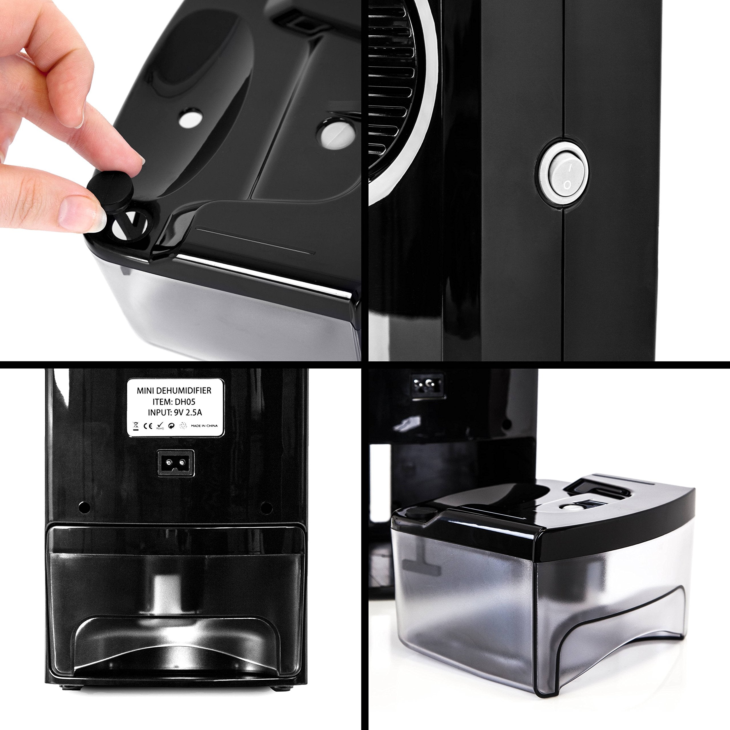 Zoomgoods Compact Dehumidifier DH05 500ML Portable Eco-Efficient Prevent and Absorb Damp, Mould, Moisture Absorber for Home, Kitchen, Garage, Bedroom Black