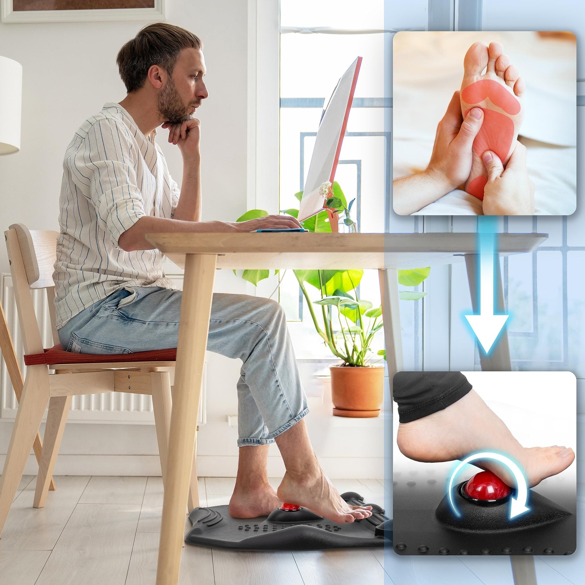 Zoomgoods Anti-Fatigue Mat FT02, Large Office Sit Stand Desk Floor Mat, Ergonomic Support for Feet, Hips, Legs & Back, Massage and Acupressure Points, 59cm x 52cm - Black