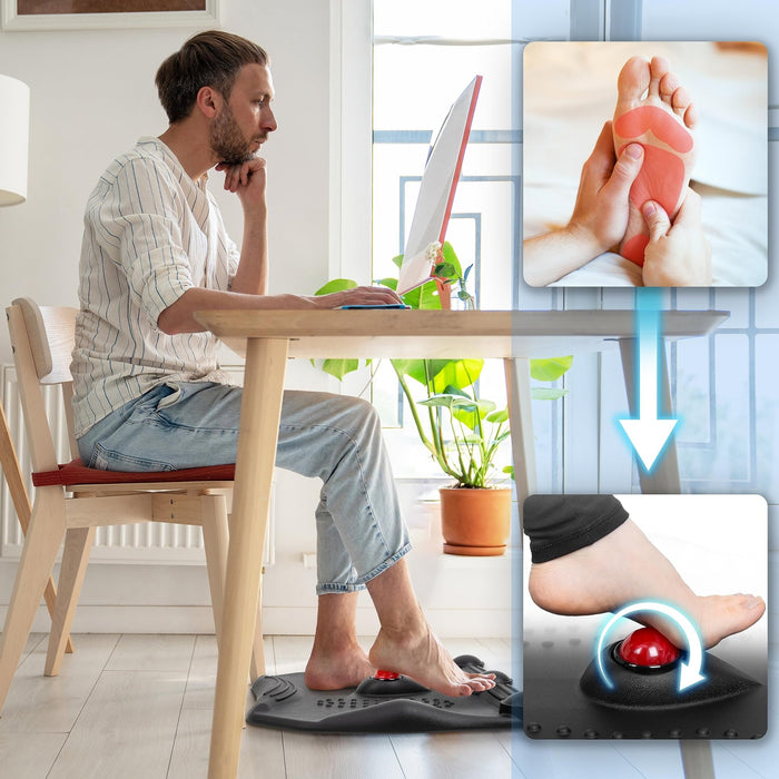 Zoomgoods Anti-Fatigue Mat FT02, Large Office Sit Stand Desk Floor Mat, Ergonomic Support for Feet, Hips, Legs & Back, Massage and Acupressure Points, 59cm x 52cm - Black