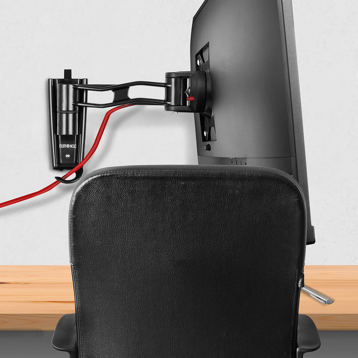 Zoomgoods Monitor Arm Wall Mount DM65W1X2 | Bracket for Single PC Computer Screen | Aluminium | For One 15”-27” LED LCD TV Television | VESA 75/100 Fixing | Tilt +85°/-90°, Swivel 180°, Rotate 360°