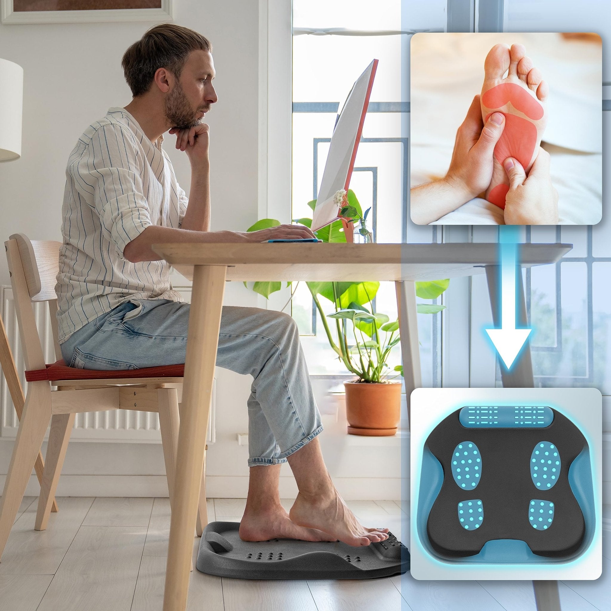 Zoomgoods Anti-Fatigue Mat FT01, Large Office Sit Stand Desk Floor Mat, Ergonomic Support for Feet, Hips, Legs & Back, Massage and Acupressure Points - Black