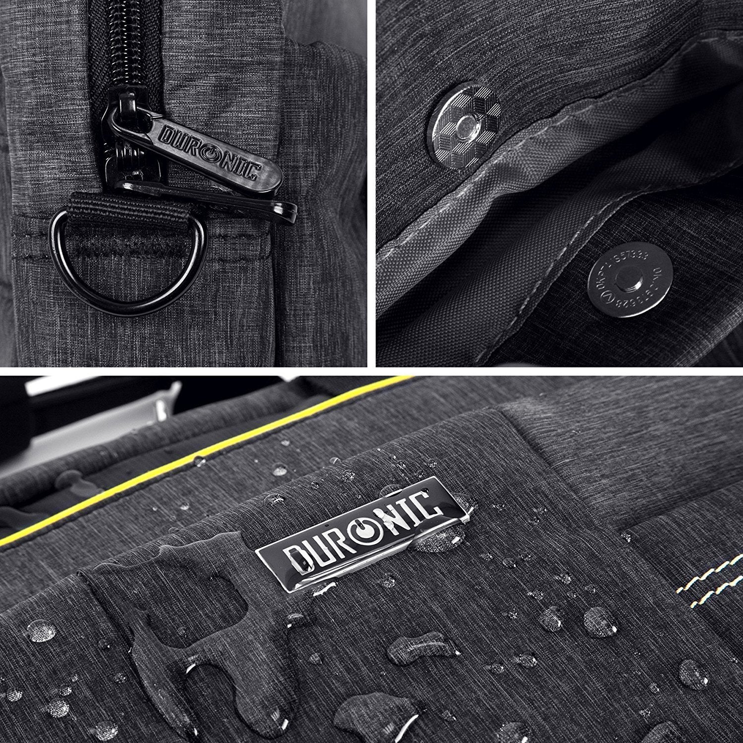 Zoomgoods LB14 Messenger Bag Water Resistant Nylon Crossbody Shoulder Bags for Men & Women, 15.6” Laptop Sleeve, Business Travel Hand Cabin Bag, Work, School, Gym, Over the Shoulder Side Bags, Black