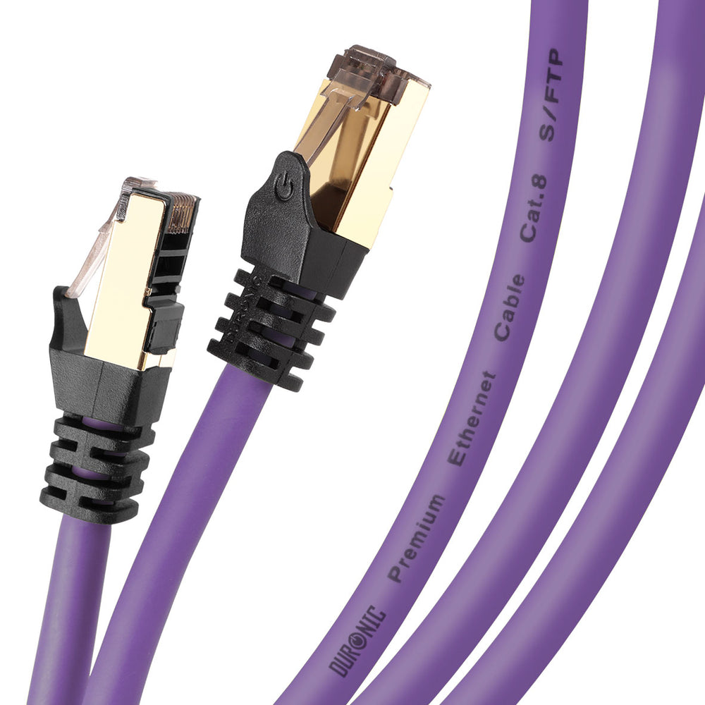 Zoomgoods Ethernet Cable 2M High Speed CAT 8 Patch Network Shielded Lead 2GHz / 2000MHz / 40 Gigabit, CAT8 SFTP Wire, Snagless RJ45 Super-Fast Data - Purple