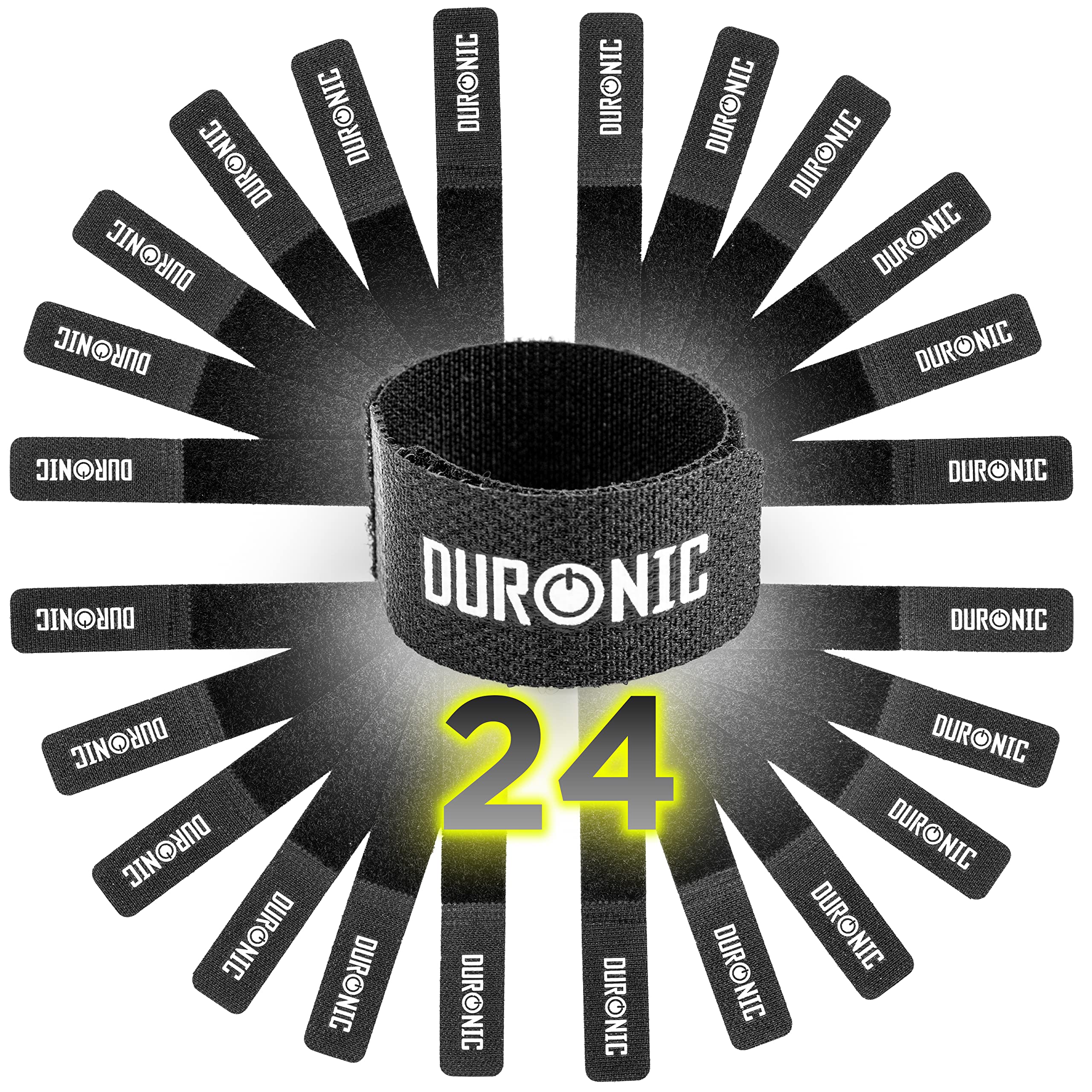 Zoomgoods Cable Ties 24STRAP, Pack of 24x Cable Ties, Adjustable Reusable Hook and Loop Fastening Straps for Tidying and Organising Cables and Wires