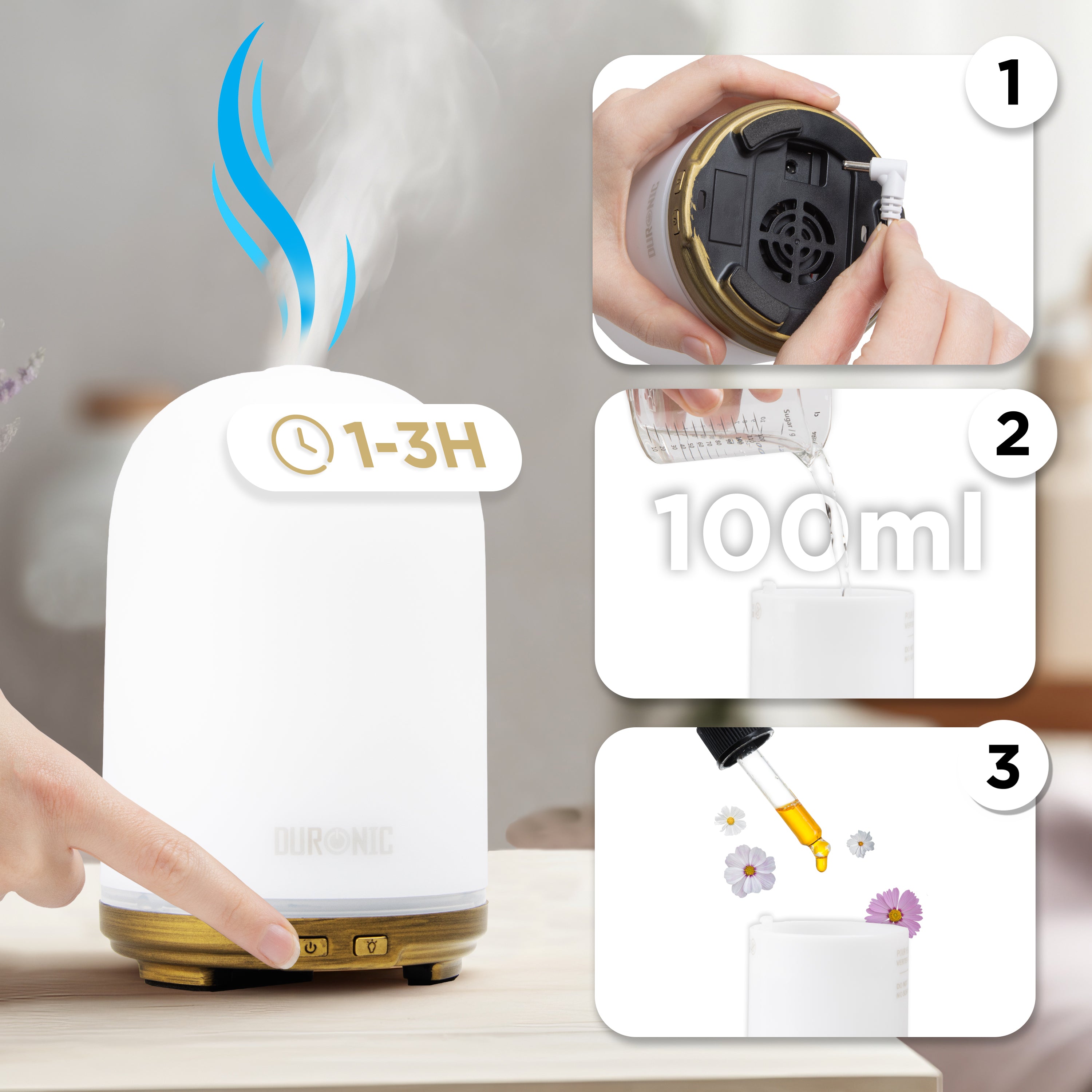 Zoomgoods Essential Oil Diffuser AD11, 100ml Electric Aroma Diffuser Compact Ultrasonic Aromatherapy Diffusers for Home Office Bedroom Spa with 7 LED Lights Oil Scented Humidifier for Relaxation Sleep