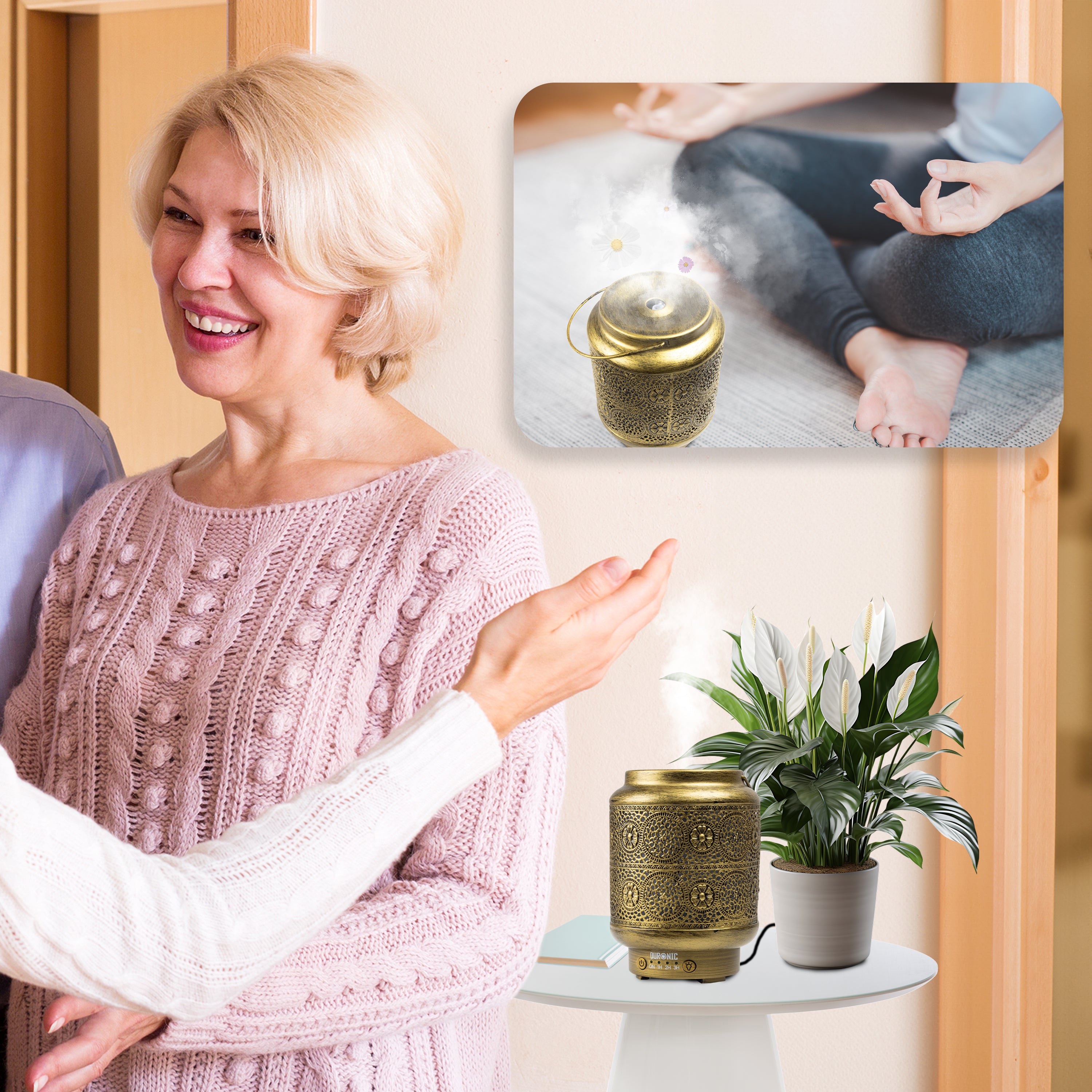 Zoomgoods Aromatherapy Diffuser AD42 100ml Electric Aroma Diffuser Compact Essential Oil DIffuser for Home Office Bedroom Spa with 7 LED Lights Oil Scented Humidifier for Relaxation Sleep