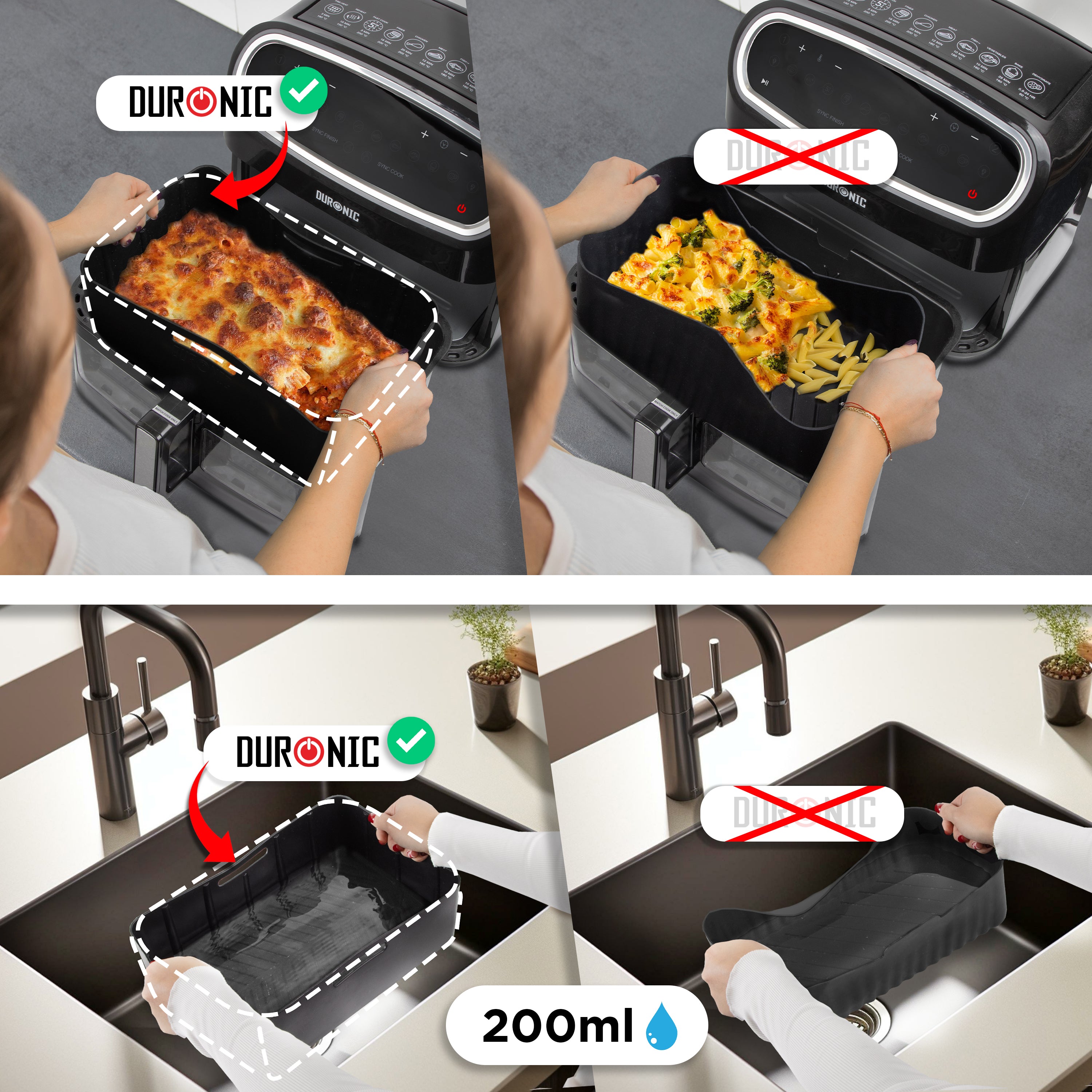 Zoomgoods Silicone Air Fryer Liners AFL2 Air Fryer Basket Liner Durable Nonstick Silicon Inserts for Air Fryers AF14 AF34 Large Drawer Reusable Dual Air Fryer Accessory Premium Cooking Accessories