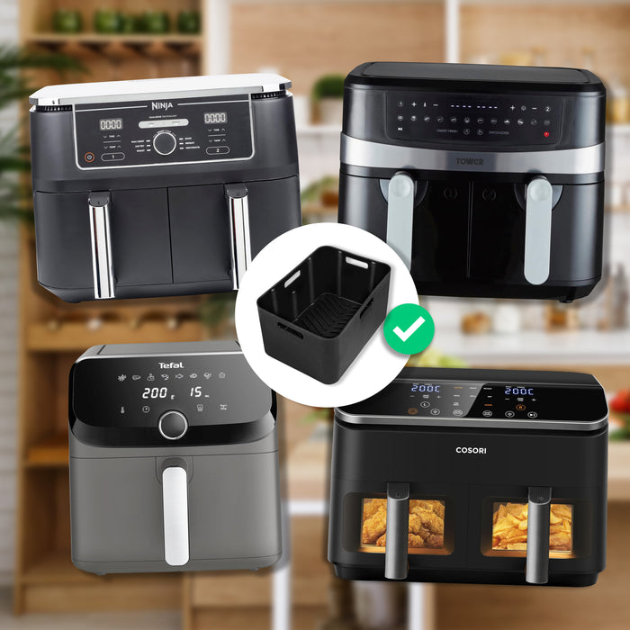 Zoomgoods Silicone Air Fryer Liners AFL1 Air Fryer Basket Liner Durable Nonstick Silicon Inserts for Air Fryers AF24 AF34, Ninja AF400UK Reusable Dual Air Fryer Accessory Premium Cooking Accessories