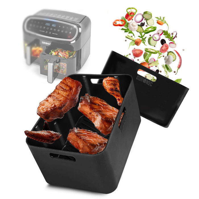 Zoomgoods Silicone Air Fryer Liners AFL1 Air Fryer Basket Liner Durable Nonstick Silicon Inserts for Air Fryers AF24 AF34, Ninja AF400UK Reusable Dual Air Fryer Accessory Premium Cooking Accessories