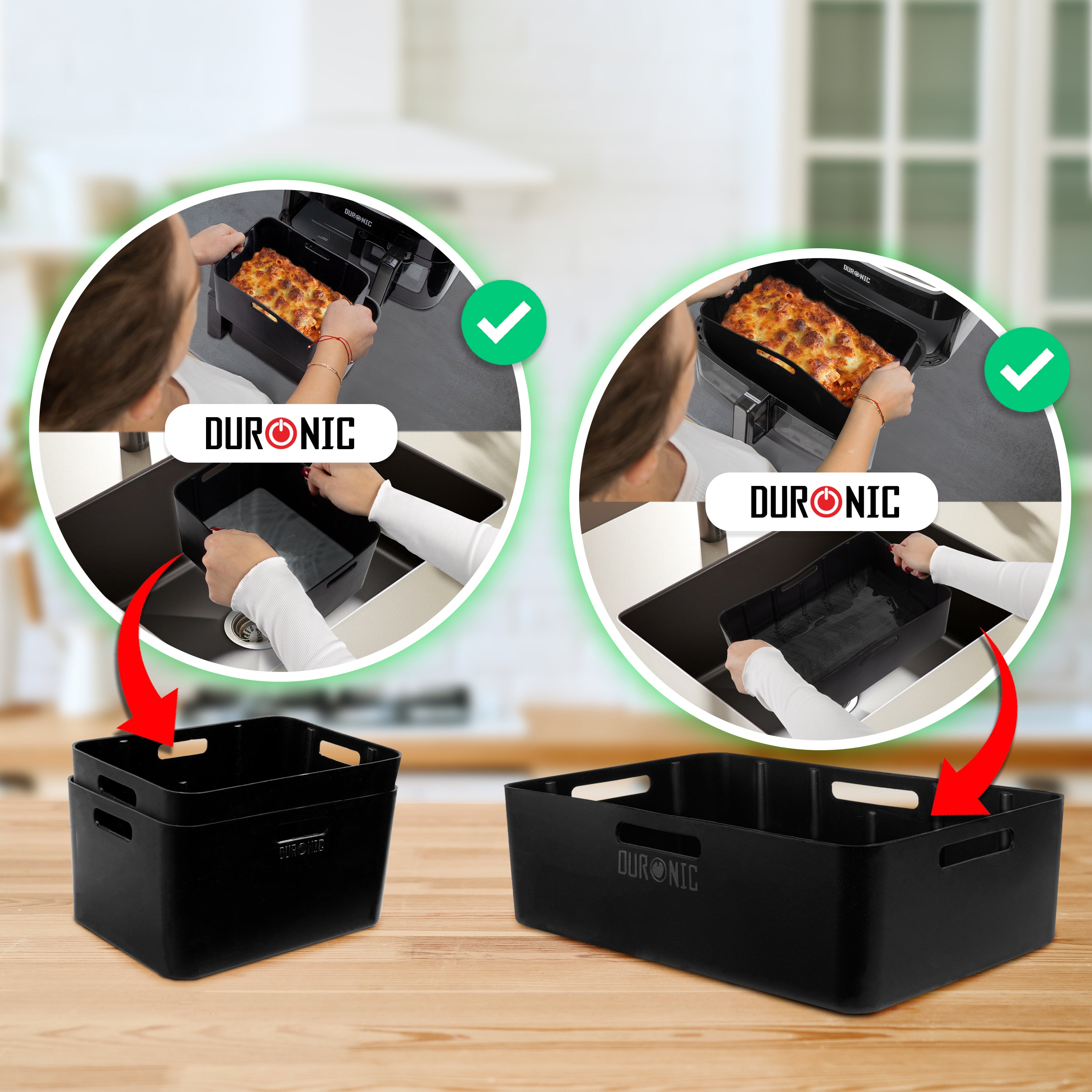 Zoomgoods Silicone Air Fryer Liners AFL3 Air Fryer Basket Liner Durable Nonstick Silicon Inserts for Air Fryers AF34 Reusable Dual Air Fryer Accessory Premium Accessories for Twin drawer & Large Drawer