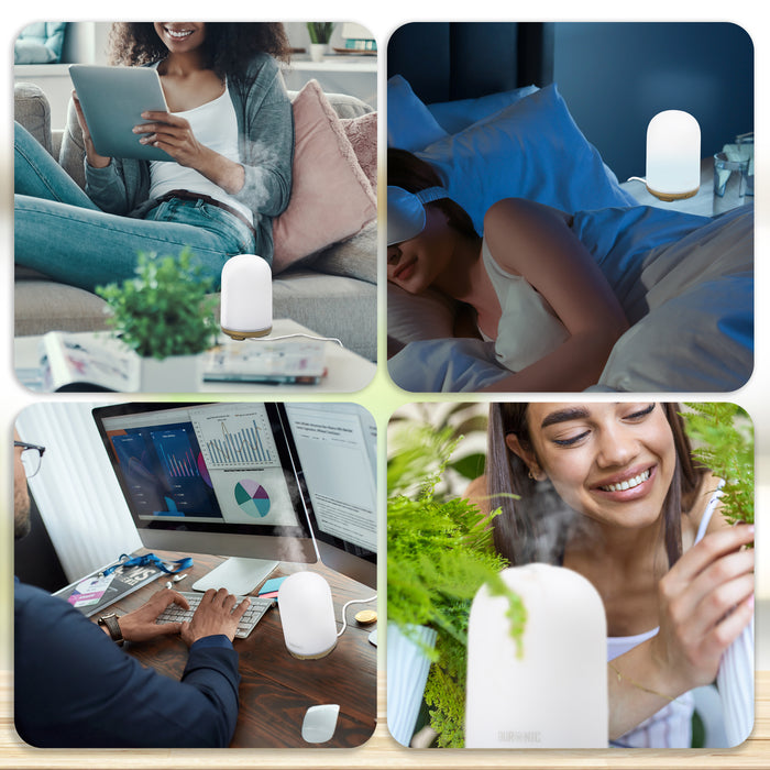 Zoomgoods Essential Oil Diffuser AD11, 100ml Electric Aroma Diffuser Compact Ultrasonic Aromatherapy Diffusers for Home Office Bedroom Spa with 7 LED Lights Oil Scented Humidifier for Relaxation Sleep