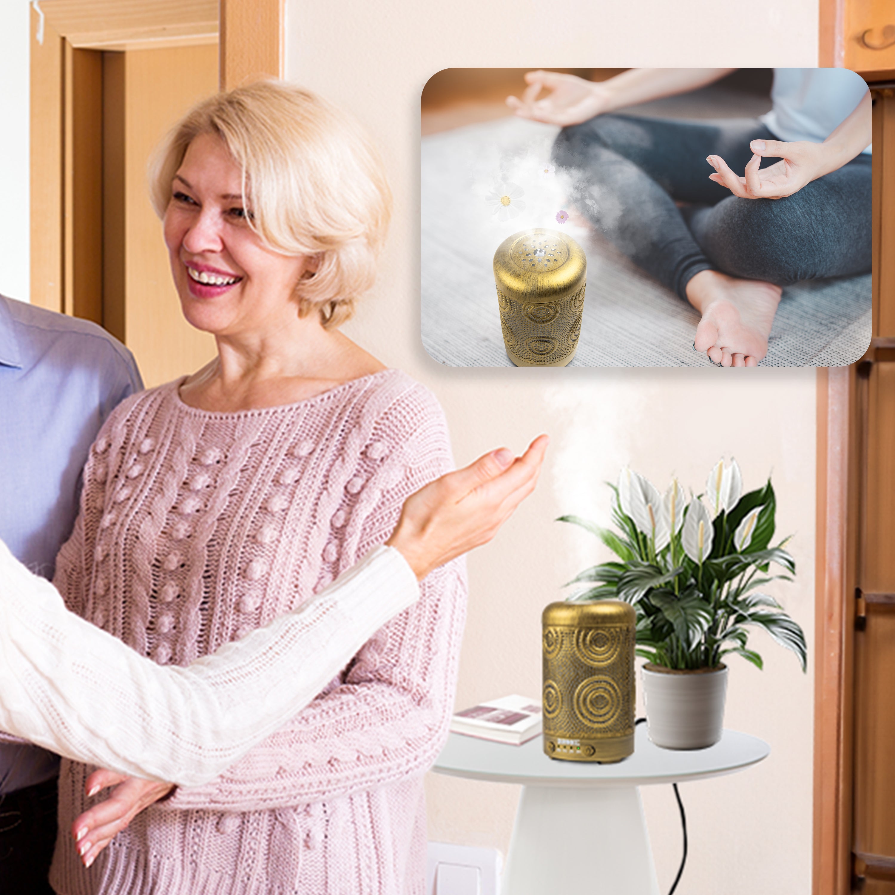 Zoomgoods Aromatherapy Diffuser AD41 100ml Electric Aroma Diffuser Compact Essential Oil DIffuser for Home Office Bedroom Spa with 7 LED Lights Oil Scented Humidifier for Relaxation Sleep