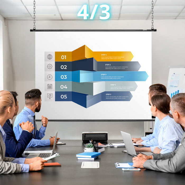 Zoomgoods Bar Projector Screen BPS90 / 169 Wall Mountable 90” Projection Screens for Home Office School Matte White Movie Screen with 16:9 Aspect Ratio for Movie Nights Home Cinemas Office Presentations